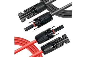 QILUCKY Profesjonalny kabel połączeniowy, przedłużacz 6 mm²/4 mm², kabel solarny z zamontowaną wtyczką solarną po obu stronach, czerwone i czarne linie (6 mm²/1 m)