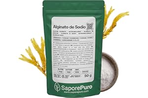 SaporePuro Alginato de Sodio en polvo 50 g – Espesante, Gelificante y Estabilizante Alimentario – Ideal para Cocina Molecular – Sin Gluten