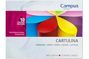 CAMPUS UNIVERSITY Campus College - 10 Hojas Papel Cartulina de Colores, Papel Manualidades, 185 g/m² para Manualidades DIY Scrapbook Tarjetas, Envoltorio de Regalo, Tarjetas, Diseños, 10 colores