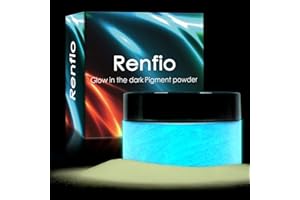 Renfio Fluoreszierendes Pulver, 3.5oz/100g Fluoreszierender Leucht Puvler, Farbe Leuchtet im Dunkeln Pigmente Leucht Pigmente Mica Pulver for Schleim Nägel Acrylfarbe Kunst Basteln - White to Sky Blue