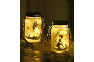 FAOKZE Lanterne Solari da esterno,2 Pezzi Lampade Solari di Vetro da Giardino,Il Fata Delle Farfalle in Barattolo di Vetro, per da Esterno Giardino Giardino Feste Camera da Letto Decorazioni