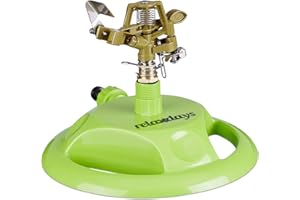 Relaxdays, watering larger areas up to 450 m², 12 m range, 360°, lawn sprinkler, green impulse sprinkler circular sprinkler