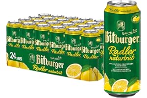 ‎BITBURGER Bitburger Radler Naturtrüb - Dosen-Bier (24x 0,5l) - Biermischgetränk mit Zitronennote - Feinherb - Erfrischend & Vollmundig