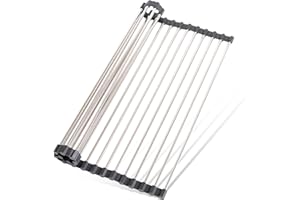 Docksnet Cesaria Scolapiatti da Appoggio Pieghevole in Acciaio Inox - Gocciolatoio per Lavello Comodo e Resistente - Griglia Scola Piatti Lavandino Estensibile (Nero)