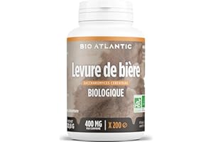 BIO ATLANTIC Levure de Bière Bio - Saccharomyces cerevisiae - CHEVEUX, ONGLES, PEAU - 400mg - 200 Comprimés