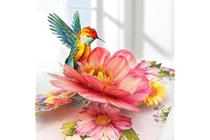 ‎HIEREIN Hierein Geburtstagskarte Frau, Kolibri und Blumen Pop Up Geburtstagskarte, Popup Karte für Mama Freundin Mädchen Tochter, Geburtstagsgeschenk für Frauen, Jahrestag Geschenk für Frauen, Geburtstag Deko