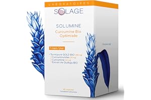 SOLAGE LABORATOIRES Curcuma BIO Assimilation x342 - Curcumine Brevetée TurmiPure Anti-Inflammatoire Anti-Douleur - 60 Gélules Végétales (2 mois), Fabriqué en France
