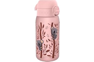 Ion8 Gourde Enfant, 350ml, Anti-Fuite, Facile à Ouvrir, Verrouillage Sécurisé, Lavable en Lave-Vaisselle, Sans BPA, Poignée de Transport, Facile à Nettoyer, Carbone Neutre, Koalas