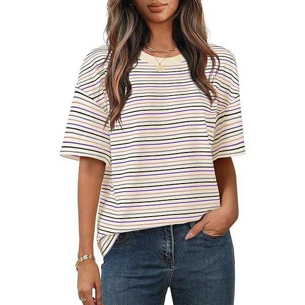 GeGekoko dames T-shirt, zomer, met korte mouwen, ronde hals, losse pasvorm, casual, elegant, blouse, roze, XXL