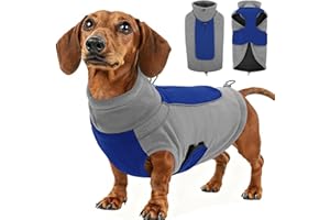 KONVINIT Dackel Pullover Fleece - Outdoor Hundemantel Gehäkelter Winterpullover mit Reflektoren und Öffnung für Geschirr, Ideal für Kalte Tage