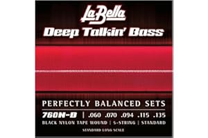 La Bella 760N-B Black nylon Tape Wound Bass 5 Strings Set 60/135