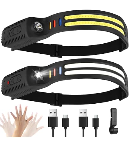 Lampe Frontale LED TFA Dostmann Lumatic Head – Rechargeable, COB 450 Lm, Portée 100 M, Capteur De Mouvement