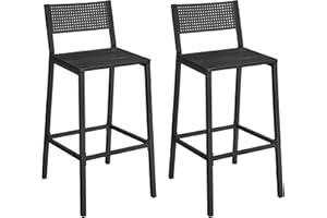 VASAGLE Tabourets de Bar, Lot de 2 Chaises de Bar, Sièges Cuisine, Salle à Manger, Bureau, Style Industriel, Gris Anthracite et Noir LBC070B22