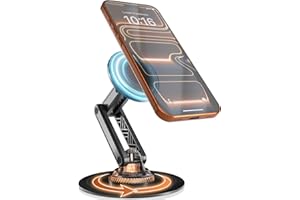 COOPER Mag360, Support de téléphone magnétique Compatible MagSafe, Rotation 360°, Support de Bureau pour iPhone 17/16/15/14/13/12, avec Anneau métallique pour Autres téléphones (Noir Piano)