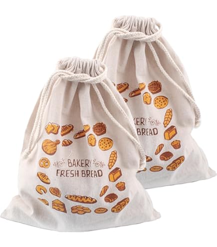 Leinen Brotbeutel 2er Set - Wiederverwendbare Brotaufbewahrung 40x30cm