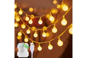 taiyongkang ljusslinga inomhus, 6 m, 40 LED-glob, ljuskedja inomhus, batteri USB-driven, ljuskedja varm vit inomhus med timer