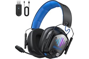 Skapendy VK81 Wireless Gaming Headset-2.4GHz Bluetooth Gaming Headset for PS5, PS4, PC with 50mm Audio Drivers, Stereo Sound, RGB Light, ENC Mic, 20ms Latency, 50Hr Battery for Mac, Mobile, Switch