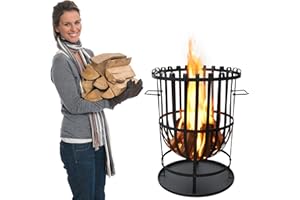 Robuster Feuerkorb Feuerstelle Eisen 55x40 cm Feuerschale mit Bodenplatte Ideal für Lagerfeuer, Garten & auf der Terrasse & HLKauf-Block