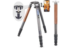 ARTCISE Trípode de Fibra de Carbono Monopie Trípode de Viaje de Gama Alta HS80C Trípode Ligero Ultra Estable con trípode Adaptador de tazón de 75 mm, Carga máxima de 30 kg para cámara réflex Digital