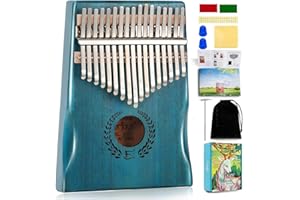 Everjoys Kalimba - Piano da pollice a 17 tasti, portatile, con custodia protettiva, libro di canzoni veloce per imparare, martello per accordare, kit tutto in uno, naturale