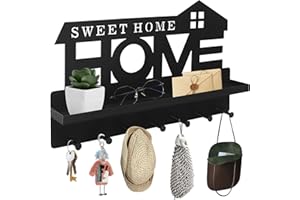 VORLESTOUR Portachiavi da parete moderno, appendi porta chiavi da muro per casa, home decor appendichiavi da parete portachiavi con 7 ganci, portalettere da parete,autoadesivo o forat portachiavi da muro