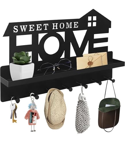 Portachiavi Da Muro Con Fiori Secchi - Legno, Design Rustico, Per Ingressi E Uffici