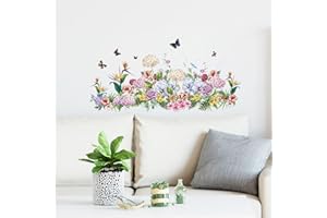 astylishome Flower Wall Stickers Living Room Butterfly Decals for Kids Rooms Girls Bedroom Walls Stickers Baby Nursery Kids Girls Bedroom Décor Kitchen Wallpapers 0312