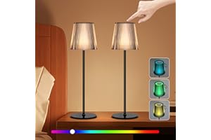 AANYHOH Dimmbare LED Akku Tischlampe Kabellos, USB-C Wiederaufladbar Touch Tischleuchte, Warme Lichtfarbe 3000K & RGB Modus, IP54 Wasserdicht, Outdoor Tischlampe für Schlafzimmer Esstisch Bar, Schwarz 2 Stück