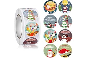 JUNBAOYYDS Rollo de pegatinas de Navidad, 500 unidades, pegatinas de Navidad, redondas, tarjetas, caja de regalo, paquete de etiquetas de victoria, paquetes, bolsas de caramelos (gris)