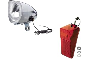 cyclingcolors kit feu Avant + arrière vélo Dynamo à Ampoule 6V Phare éclairage Vintage chromé Argent