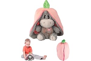 Lixstyea Atmendes Kuscheltier Esel - Schlummer Kuscheltier Erdbeeresel, Atmender Esel mit Musik und Atembewegung, Stofftier, Atmet Einschlafhilfe Tier, Kinder Spielzeug, Baby Spielzeug