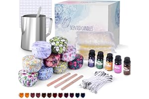 Kerzen selber Machen Set DIY Kerzenherstellung Kit Geschenke Für Frauen und Kinder, Duftkerze Geschenke Setmit Sojawachs, Dose, Dochte, Dochthalter, Farbstoffe, Fassungsvermögen Kanne, Rührlöffel
