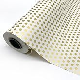 Wrapping Paper Roll - Large Roll - 100M - Ideal for: Shops, Gift Wrapping, Birthday &amp; Christmas (62cm Gold Dot)