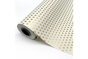 PATRONESMUJER Papel de regalo en bobina. Rollo grande de 100M. Ideal para: Comercios, envolver regalos, cumpleaños y Navidad. (62 cm, Lunar dorado)
