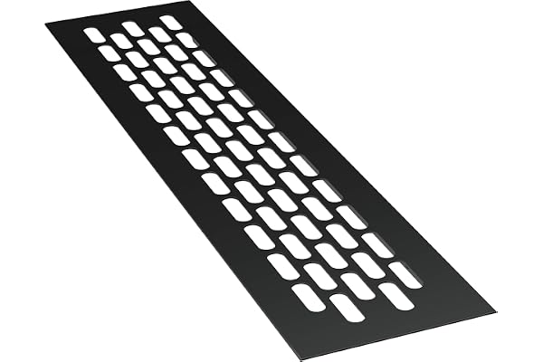 sossai® Grille de ventilation en aluminium - Alucratis (1 pièce) | Rectangulaire - dimensions: 24,5 x 6 cm | Couleur: noir | grille d'aération