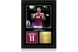 Win FC Ollie Watkins A4 Framed Photo Display - Reproduced Digital Signature - Gift For Aston Villa Fans