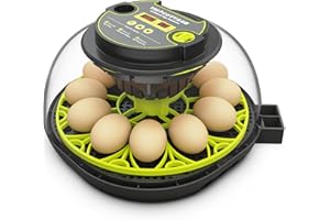 TRIOCOTTAGE Brutautomat 12 Eier mit Feuchtigkeit,Wasserversorgung,Automatischem Eierwender und Temperaturkontrolle Inkubator Brutmaschine für Hühner,Wachtel,Enten und Geflügel Eierbrüter.