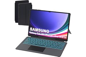 ROOFEI for Samsung Galaxy Tab S9 Ultra/S8 Ultra 14.6 inch Keyboard Case: 7 Colours Backlit Multi-Touch Trackpad Magnetic Wireless Keyboard - Detachable Folio Book Cover for Galaxy Tab S9 Ultra/S8 Ultra