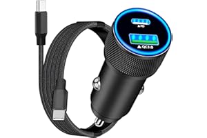 [Apple MFi Certified] iPhone 16 Car Charger, Rombica 52.5W USB-C&USB-A Car Power Cigarette Lighter PD/QC Type-C Fast Charging with Type-C Braided Cable for iPhone 16/16 Pro Max/15/15 Pro/Galaxy/Pixel