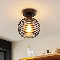 Retro Deckenleuchte Semi Flush Mount – Schwarz, Mattes Finish, E27-Fassung, 26 Cm Durchmesser, Landhaus/Industriestil