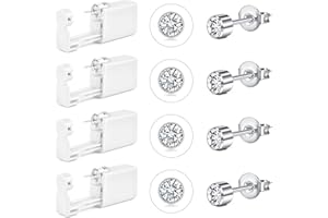 NIUSIMAN 4 piezas pistola perforadora orejas oído acero quirúrgico 316L 4MM 5MM Cubic Zirconia oído pistola conjunto Stud Pendientes Inicio Auto Ear Piercer Kit con pendientes de plata Stud