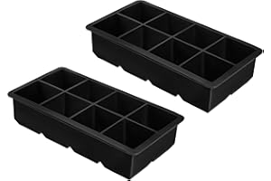 ADORIC Lot de 2 bacs à glaçons XXL permettant de faire 8 énormes glaçons de 5 x 5 cm chacun, bacs à glaçons en silicone sans BPA