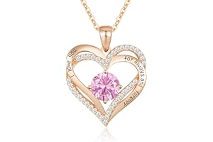 CDE Necklaces for Women 925 Sterling Silver Love Heart Pendant Birthstone Rose/White Gold Necklace Jewellery Gifts for Mum Her Wife Girlfriend Anniversary Birthday Mothers Day Christmas Valentines