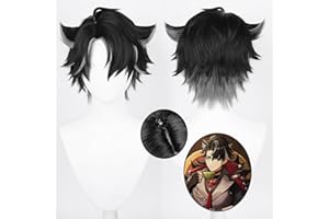 UTIEHD Anime Cosplay Perücke, Genshin Impact Perücke, mit zwei Perückenkappen, für Halloween, Party & etc. (Wriothesley Cosplay)
