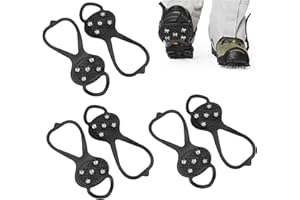 CHENNAN 3 Paires Couvre-Chaussures antidérapants pour la Neige Crampons Glace Chaussures à Antidérapants pour L'extérieur Pinces Engins Pêche Glace 5 Griffes Taille de Chaussure appropriée: Pointure 35-45