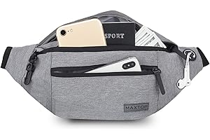 MAXTOP Sac Banane Homme Femme Sac Banane Unisexe avec Prise Casque et Poches à 4 Fermetures à glissière Ceinture réglable pour la randonnée d'entraînement en Plein air