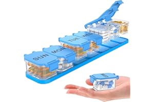 YAKLIM Portapillole Settimanale, Porta Pillole Per Farmaci Per 7 Giorni 7 Scomparti, Portapillole Giornaliero Grande Capacità, Staccabile, Facile da Aprire, Per Vitamine, Medicinali e Integratori