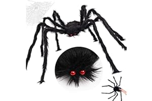 OUOQI Halloween Spinnen, 90cm Gruselige Spinnen, Riesen Spinne, Halloween Plüschspinnen, Halloween Deko Spinne, Halloween Spinne Groß, Halloween Dekorationen Haarige Spinne