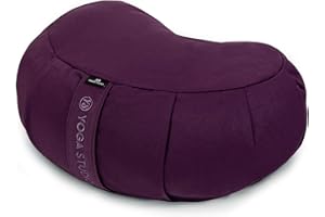 Yoga Studio European Crescent Zafu Cushion | Organic Cotton | 42 x 30 x 18cm | Meditation Pouf | Buckwheat Hulls