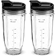 Nutri Ninja 24 oz. Tritan Cups with Sip & Seal Lids. Compatible with BL480, BL490, BL640, BL680 Auto IQ Series Blenders (Pack of 2)